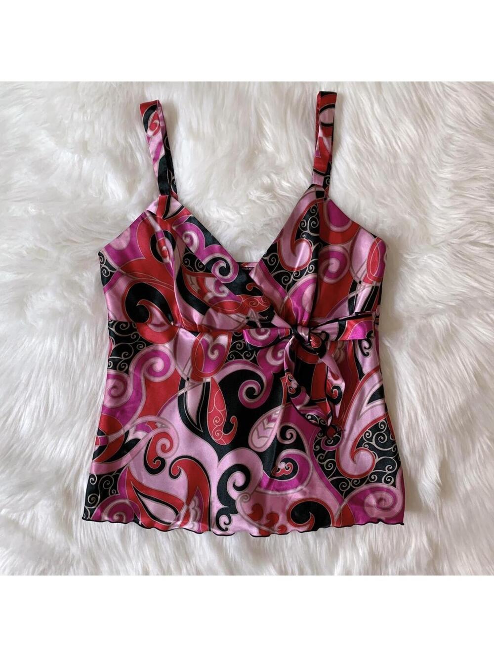 Vtg Y2K abstract cami with bow 🌸